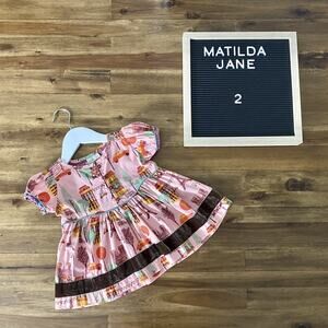 Matilda Jane Secret Fields Bon Vivant Peasant Pink Brown Short Sleeve Top 2